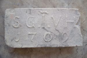Monogramos várkapitányi tégla 1709-ből (Siegbert General Infanterie von Heister).